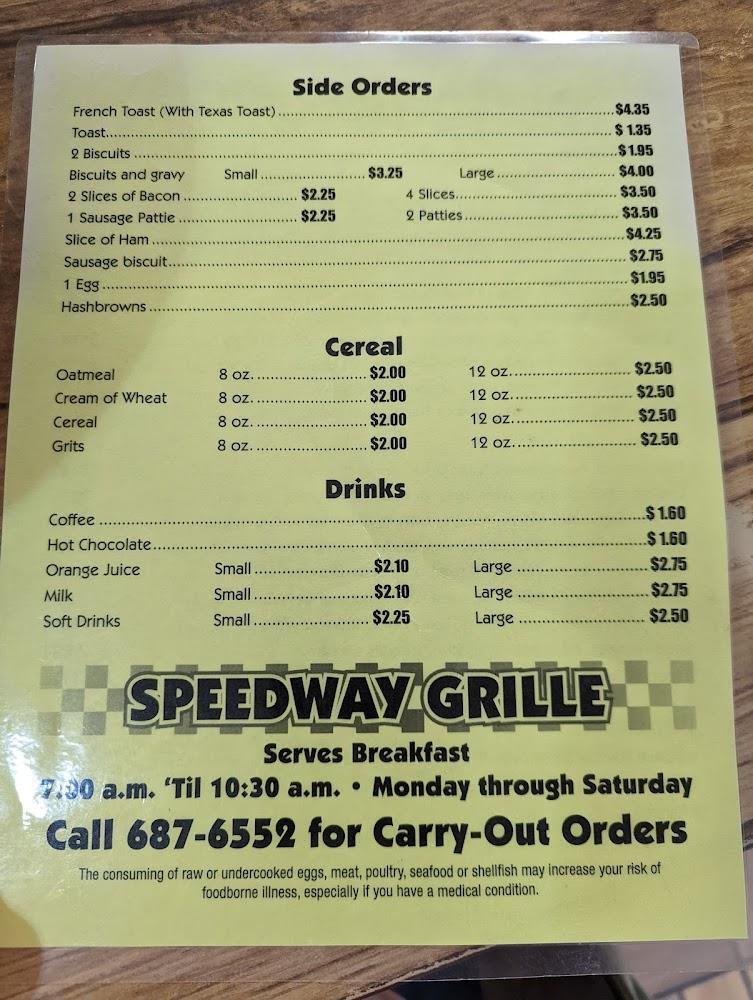 Speedway Grille Menu image 2